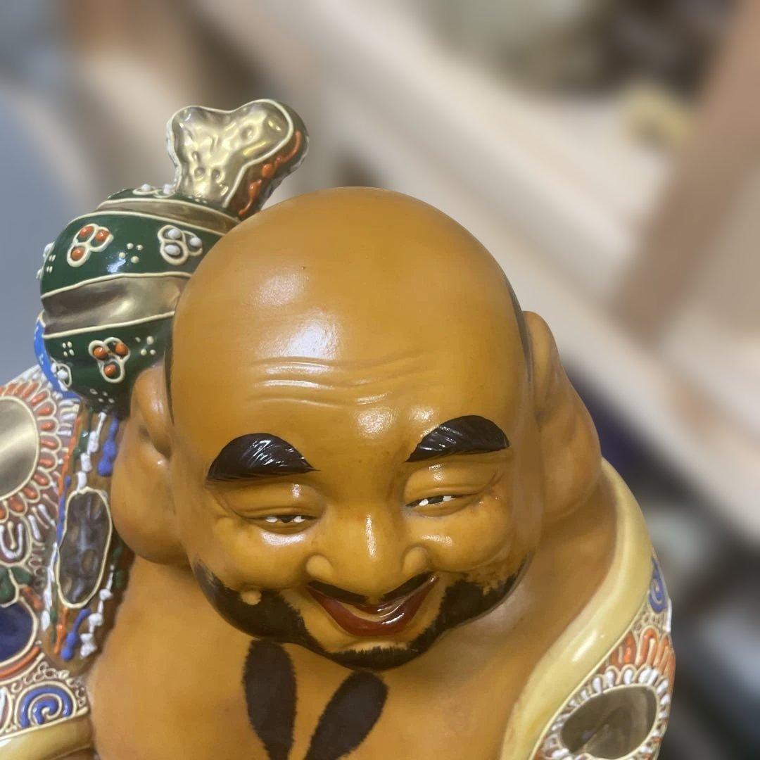 九谷焼布袋像　金彩大型　七福神 古美術品　日本美術　アンティーク 骨董　石川県