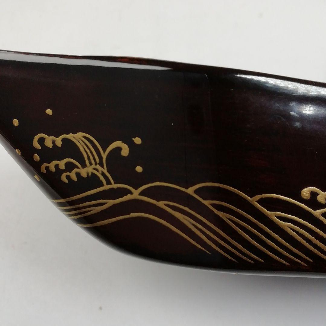 Ｗ１２８　香合　『古材屋形船香合』『指物師 誠中斎 造』『立花大亀 書付』共箱