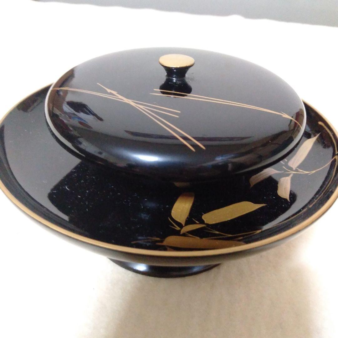 松竹梅蒔絵入　木製茶台十客　美品