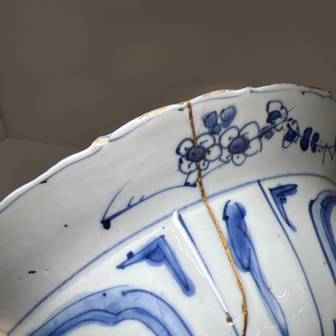 中国明時代　古染付芙蓉手カブト鉢　幅約22.5㎝　東Y8-0108☆2Fタルオ