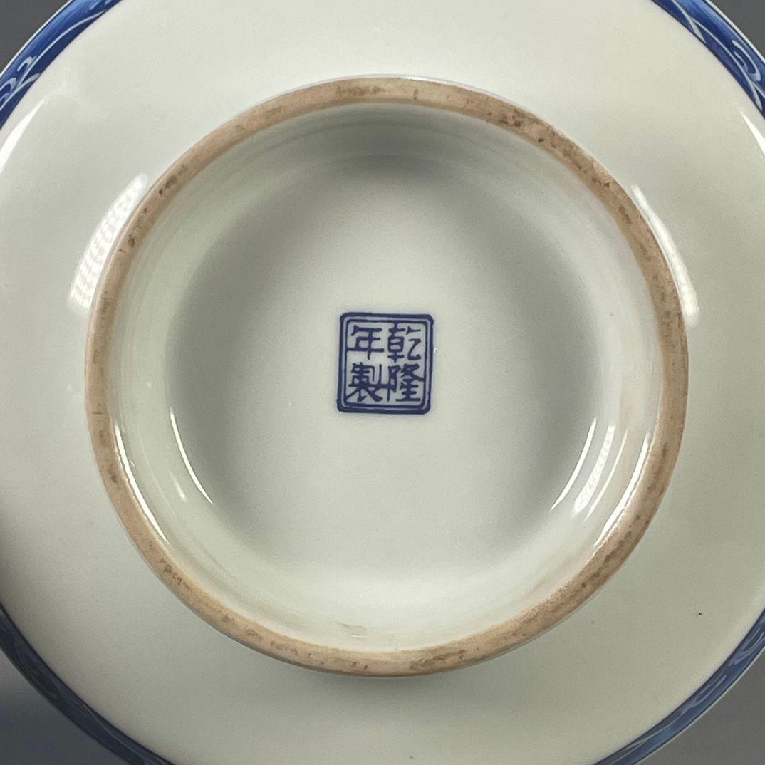 中国茶器 景德鎮 五色松鶴献寿図三才蓋碗 茶碗 新品未使用