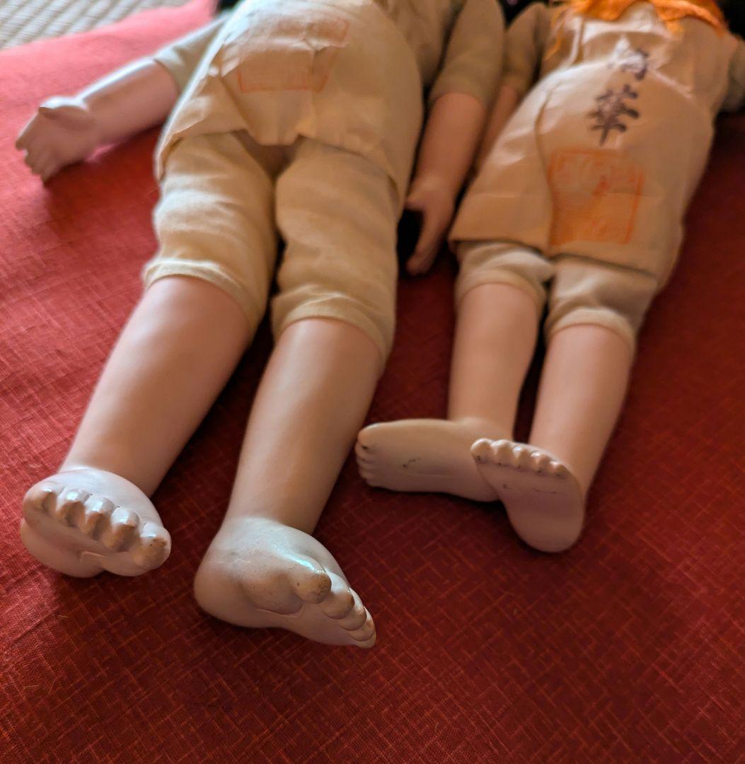 2*r様 昭和初期　正絹縮緬　市松人形 ２体 伝統工芸品 紫 赤　ビスクドール