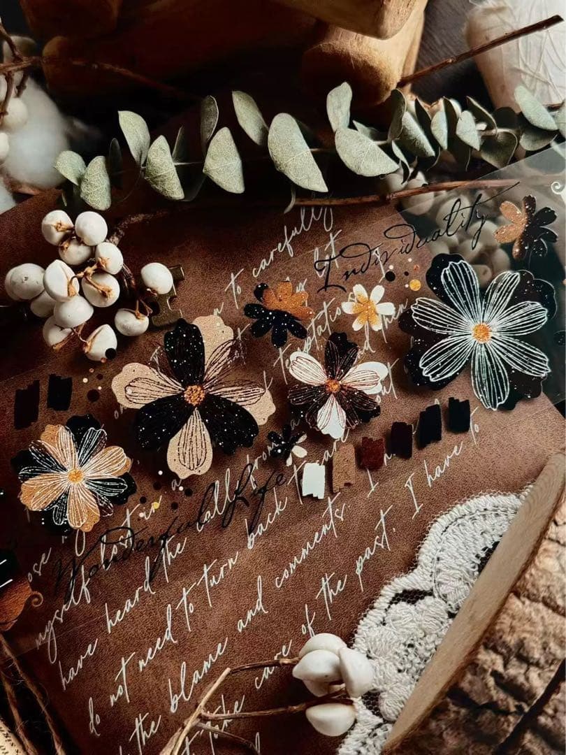 霖蓝汐原创手账《落彩花间》海外マスキングテープ　マステ 【2650】