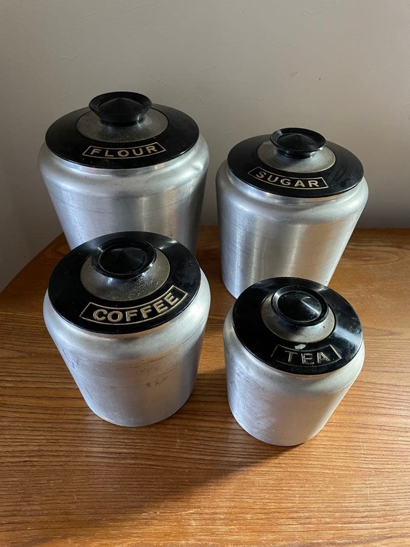 アンティーク　アルミ製 調味料容器セット