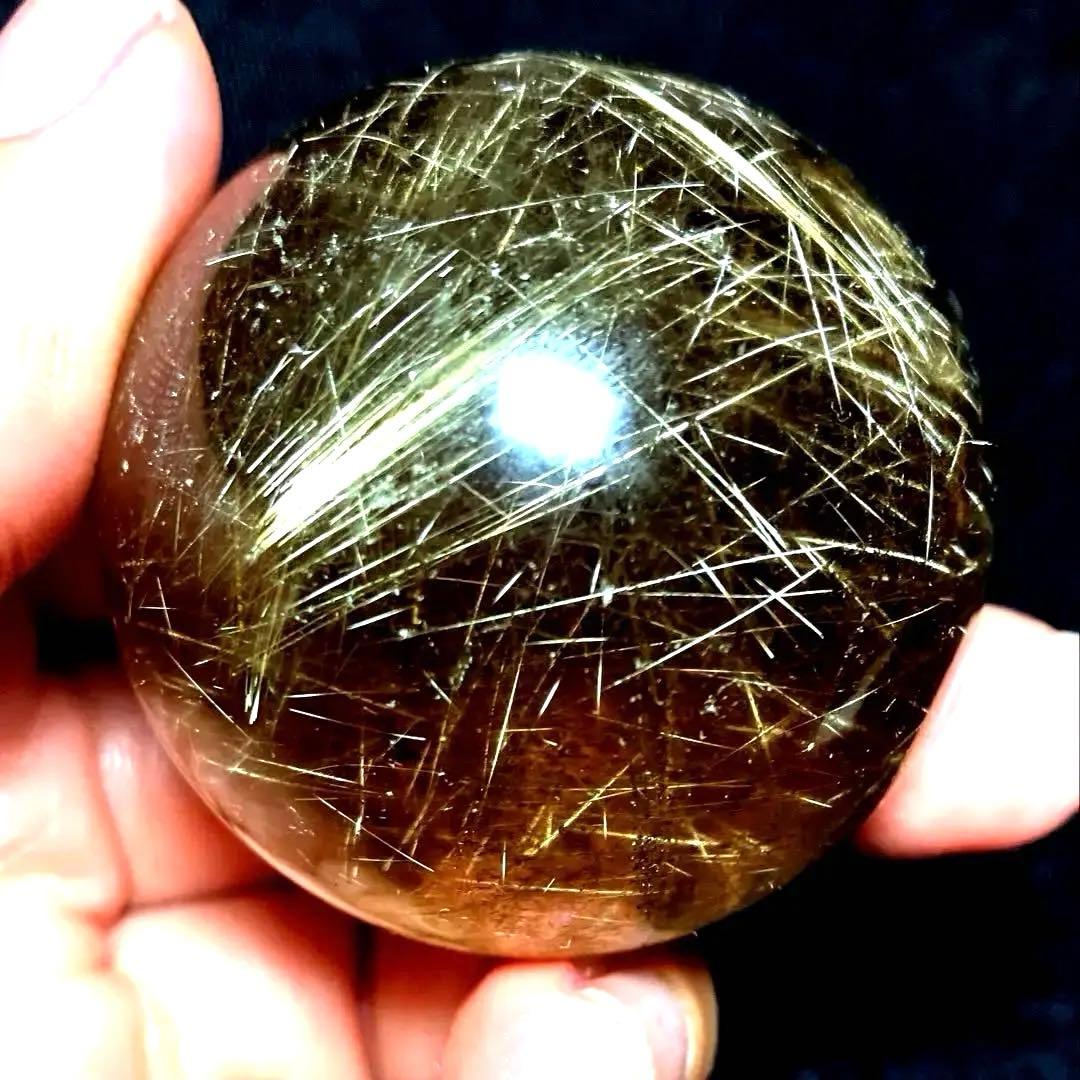 超絶綺麗✨45mm ゴールドルチルクォーツ　丸玉　スフィア　金針水晶