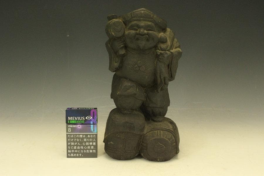 古銅 木彫刻写 大黒 像 高26.7cm(A366)