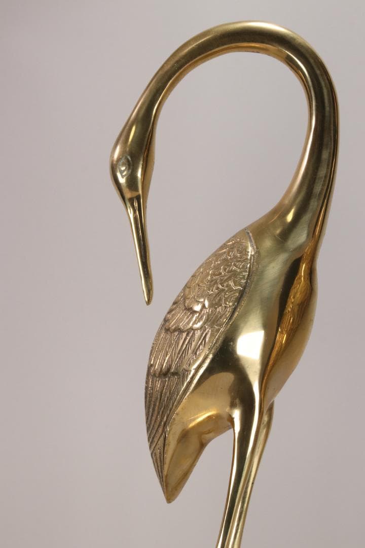 EE004 仏具　真鍮製　鶴型　置物　一対　神社仏閣