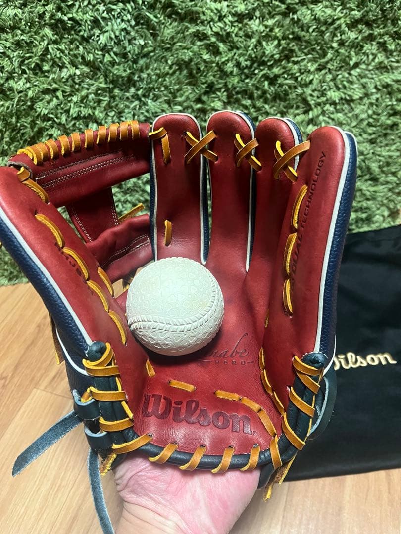 ウィルソン ワナビーヒーローデュアル 軟式内野手用87型 ネイビーSS×レッド