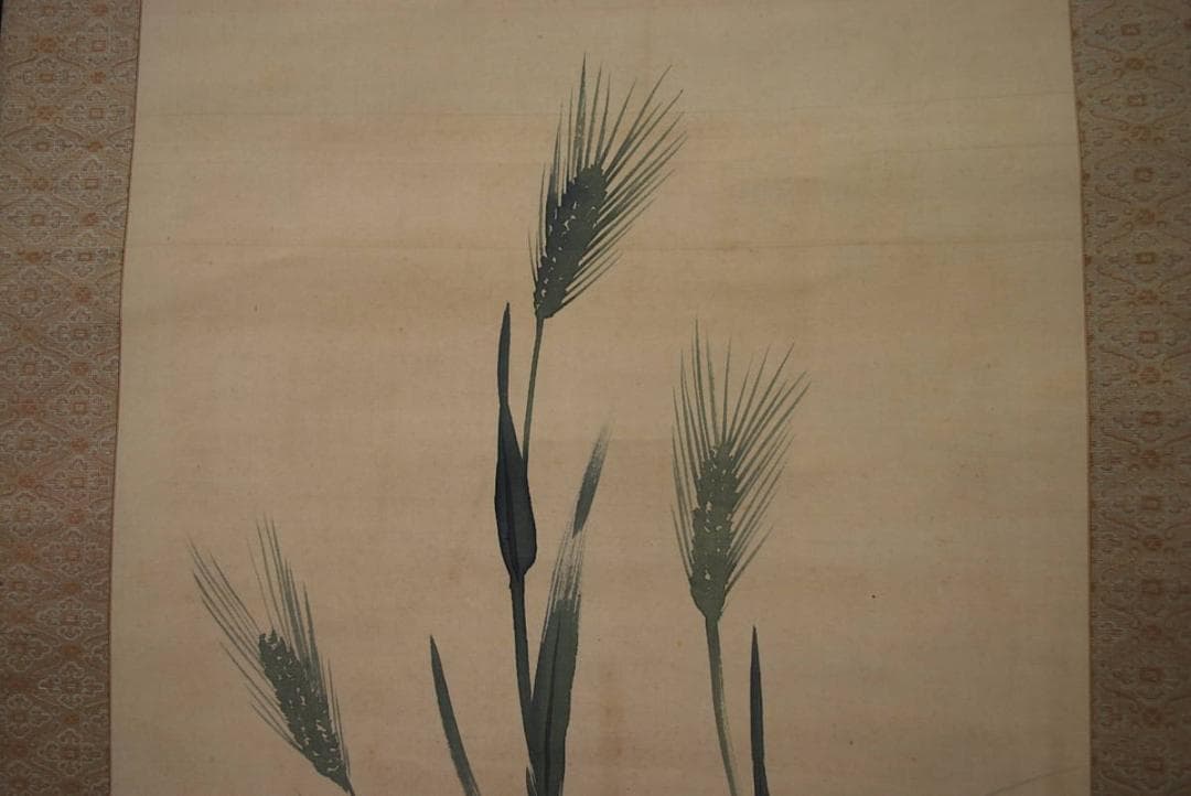 【真作】小林呉橋/青麦に雲雀図/掛軸/名家伝来/S‐161