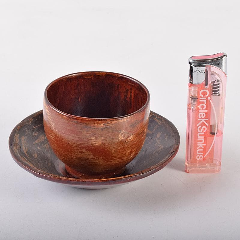 煎茶道具　足助乾漆　高山兼山作　煎茶碗四客　茶托五客　共布共箱　V　R8679