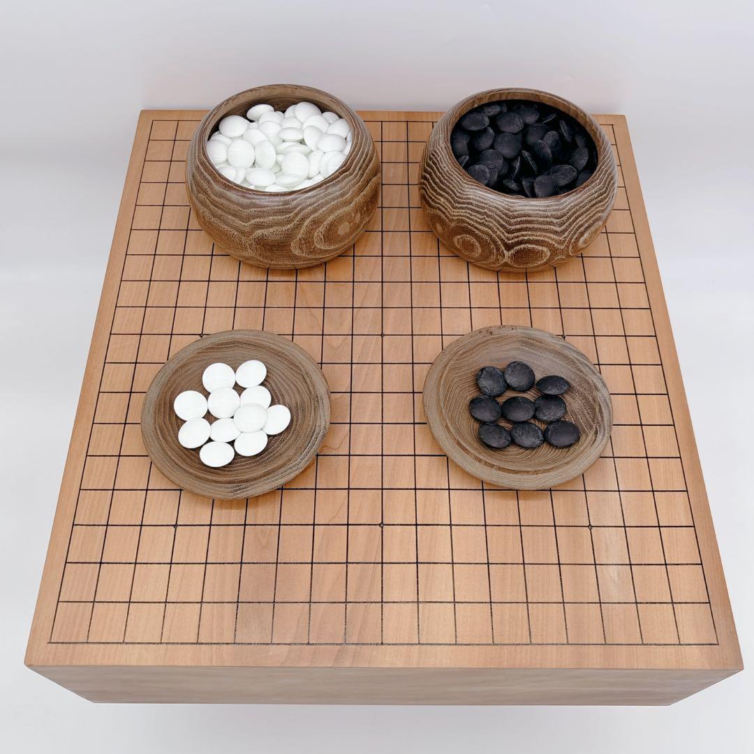 ✨高級✨ 囲碁セット 板目 木裏 極厚 へそあり 脚付 一枚板 榧材