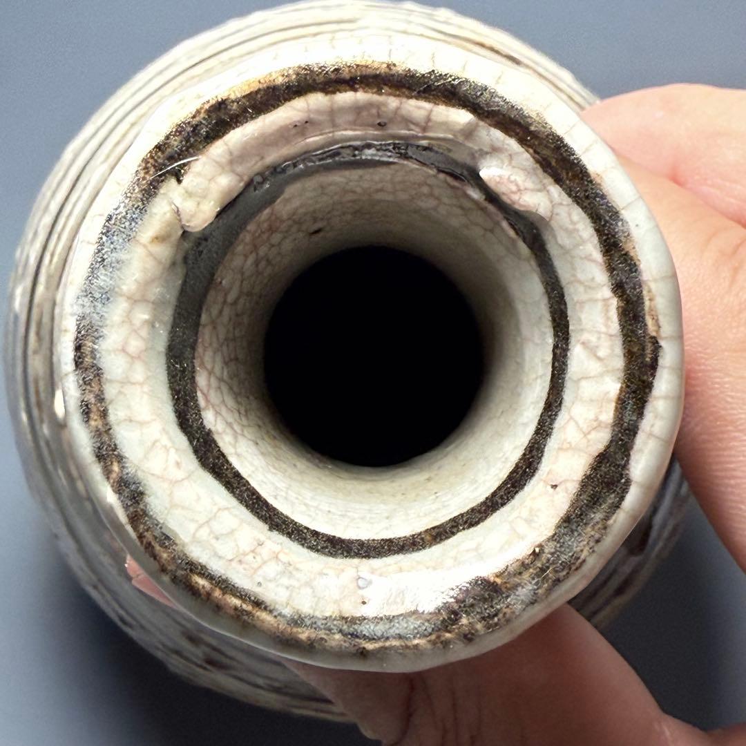 古唐津　輪線文大徳利　花瓶　発掘品　蒐集家放出品　桃山〜江戸初期　古美術　骨董