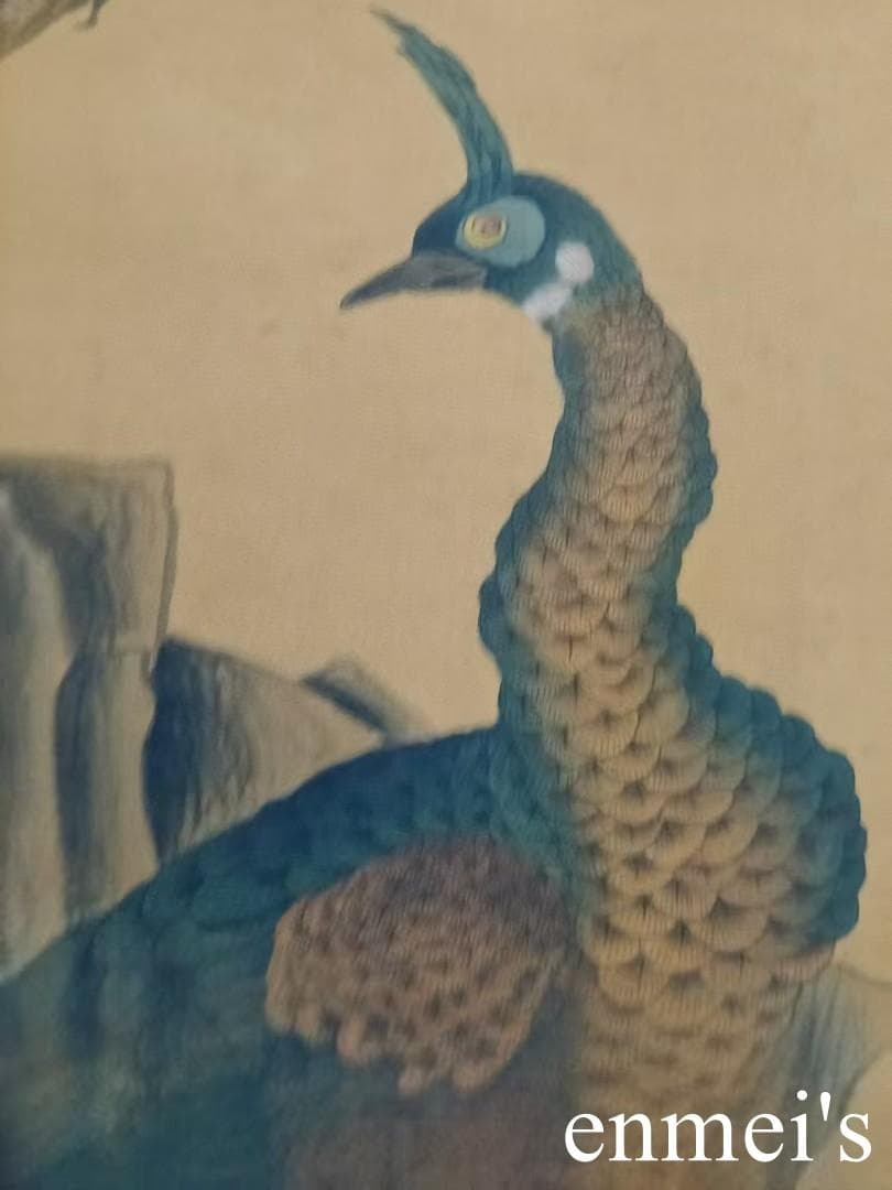 中国古美術・純手描き花鳥掛軸・水彩画・蒋延錫印款・書道品・絹本・肉筆・一物一图