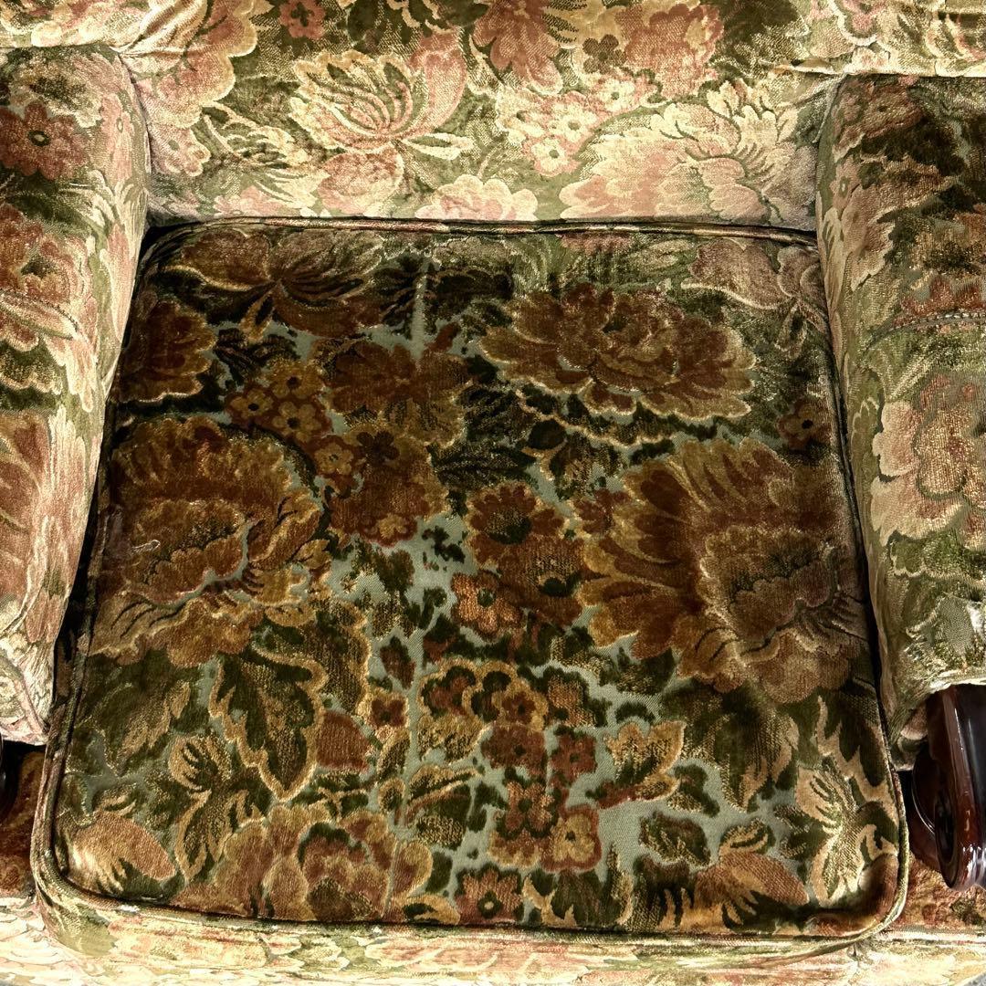✿70s✿ karimoku 昭和レトロ　応接ソファー　ベロア　金華山　その①