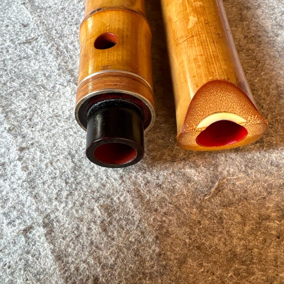 253⭐️尺八　一尺八寸管　真山銘三印歌口白金巻き