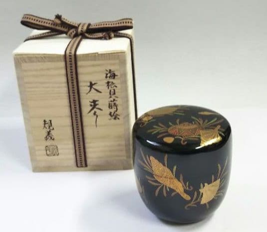 茶道具 薄器 大棗 海松貝蒔絵 塚本規義 山中塗 新品