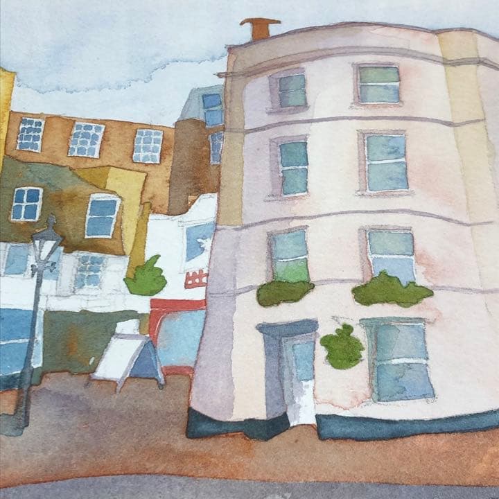 Emma Ball 水彩画 The Lanes,Brighton