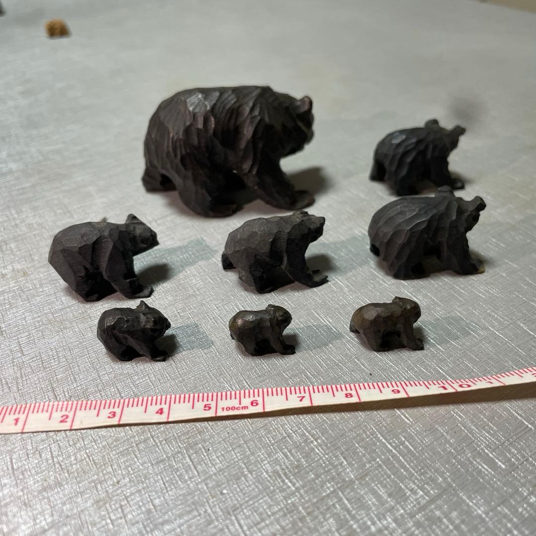 木彫り熊 一刀彫り ミニチュア8体セット50年前昭和レトロ北海道アイヌ