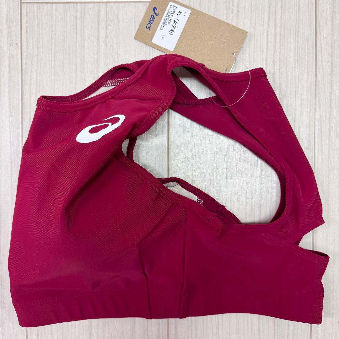 アシックス　女子陸上ユニフォーム上下セット　エンジ×ダークグレー　XLサイズ