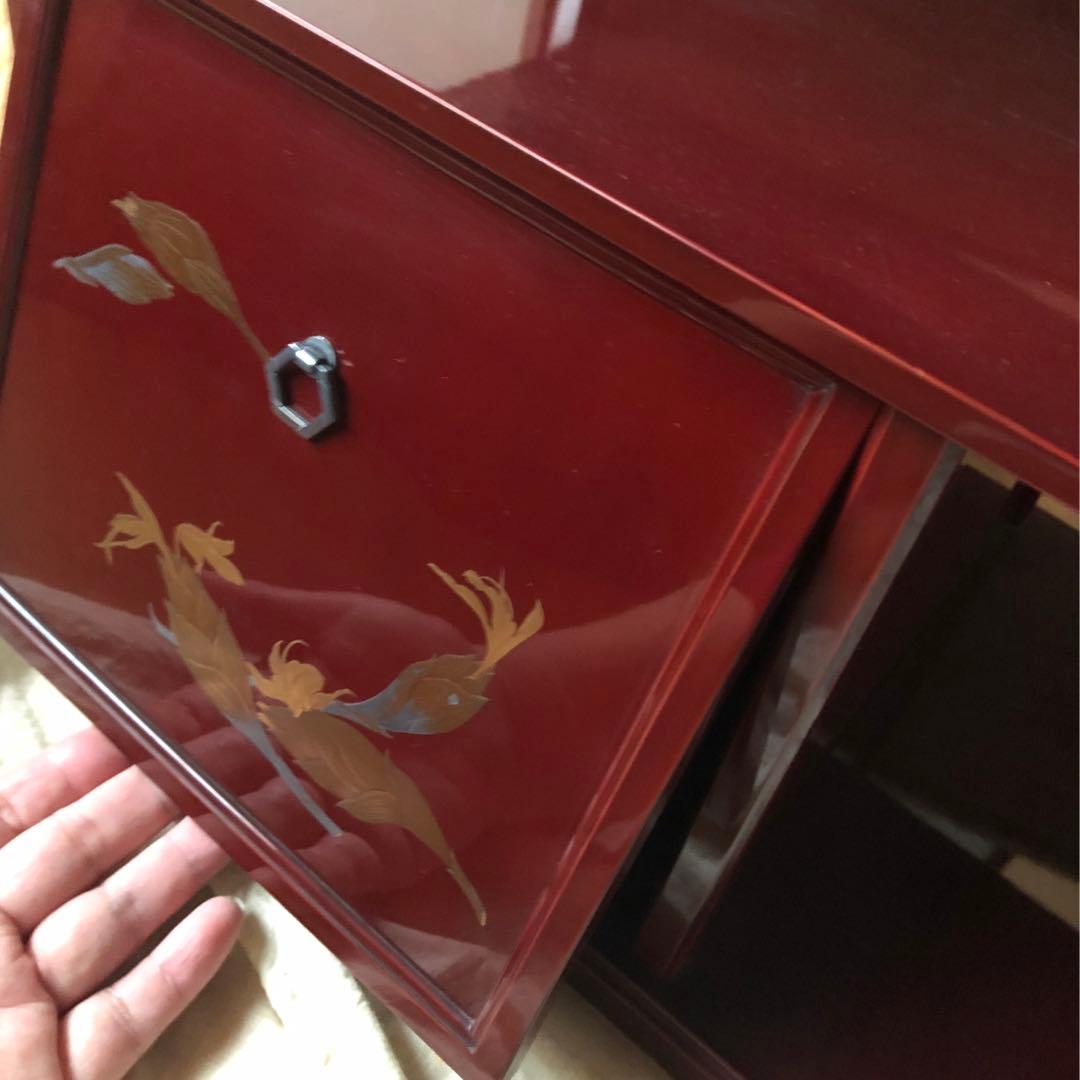 時代　蒔絵　飾り棚　茗荷　木箱入