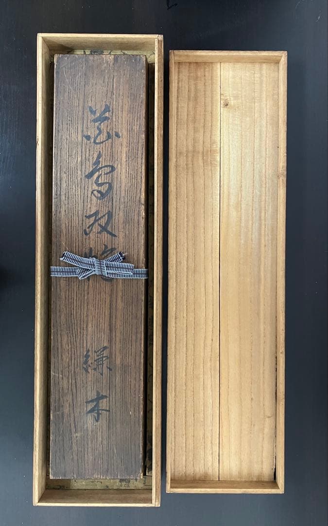 鈴木其一　肉筆　絹本　掛軸　識箱　2重箱 (左／蜻蛉を追う雀)（右／蝶を追う燕）