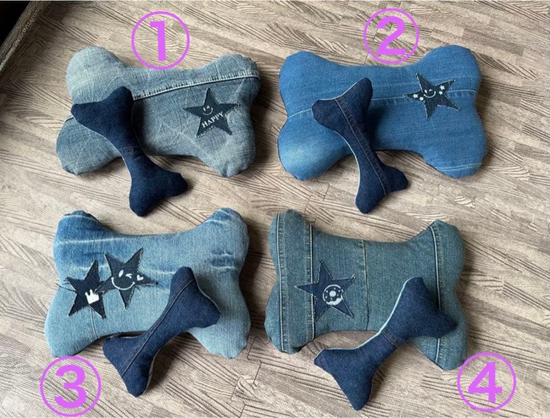 クッション　カートなどに〜　① デニムパッチワーク