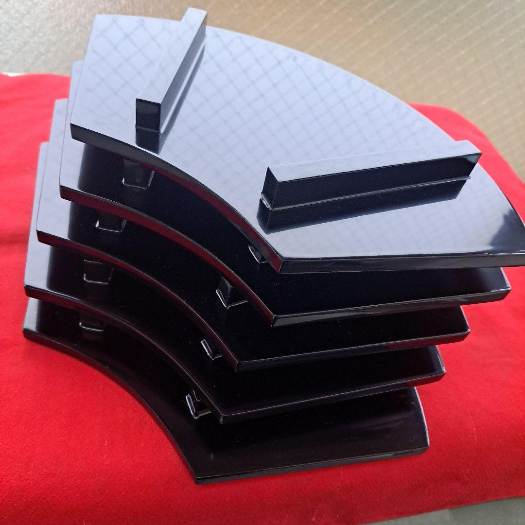 【津軽塗　尺サイズ\"扇形敷膳×5客】天然木製　末広形　天心皿　未使用/長期保管品