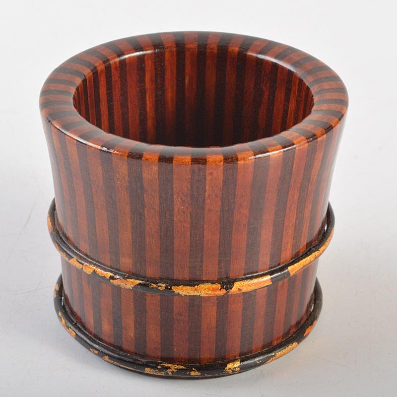 茶道具　友裕作　寄木　茶筒　時代箱付　V　R7407