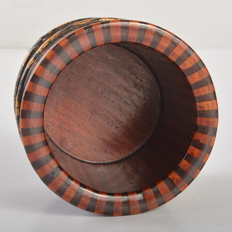 茶道具　友裕作　寄木　茶筒　時代箱付　V　R7407