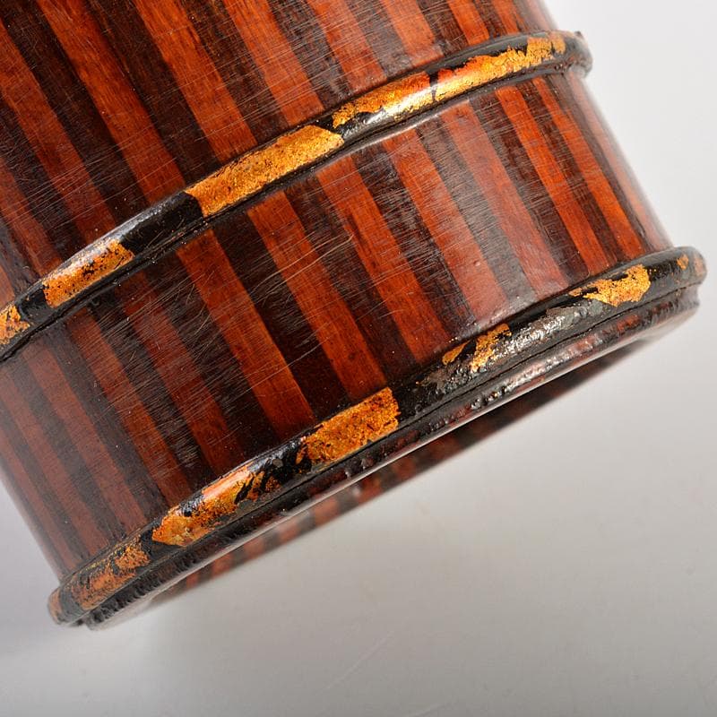 茶道具　友裕作　寄木　茶筒　時代箱付　V　R7407