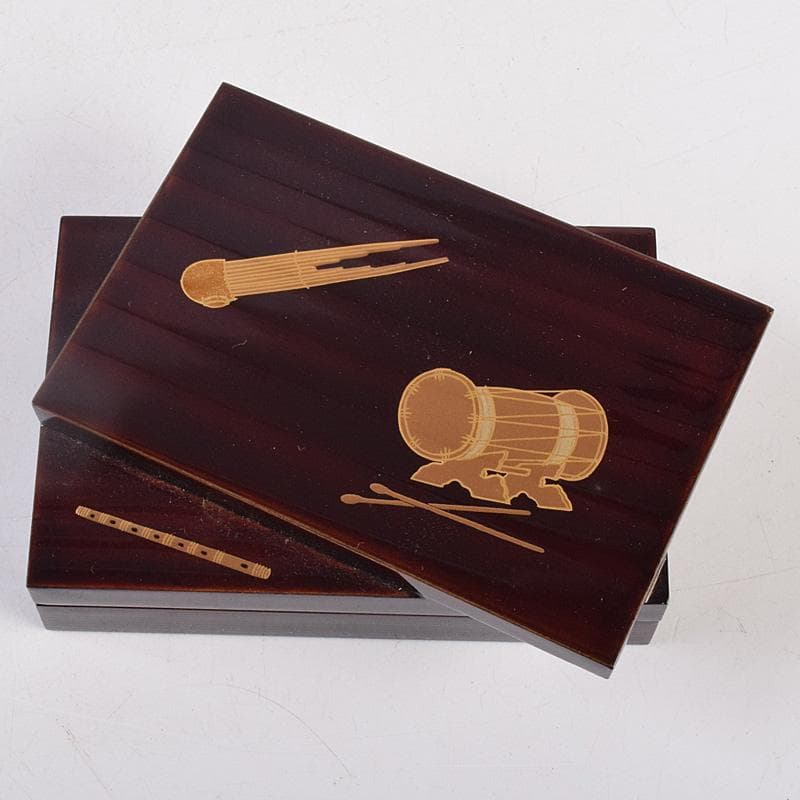 茶道具　熊谷秀穂作　惺斉好　和楽器蒔絵　歌書形香合　共箱　V　R9009