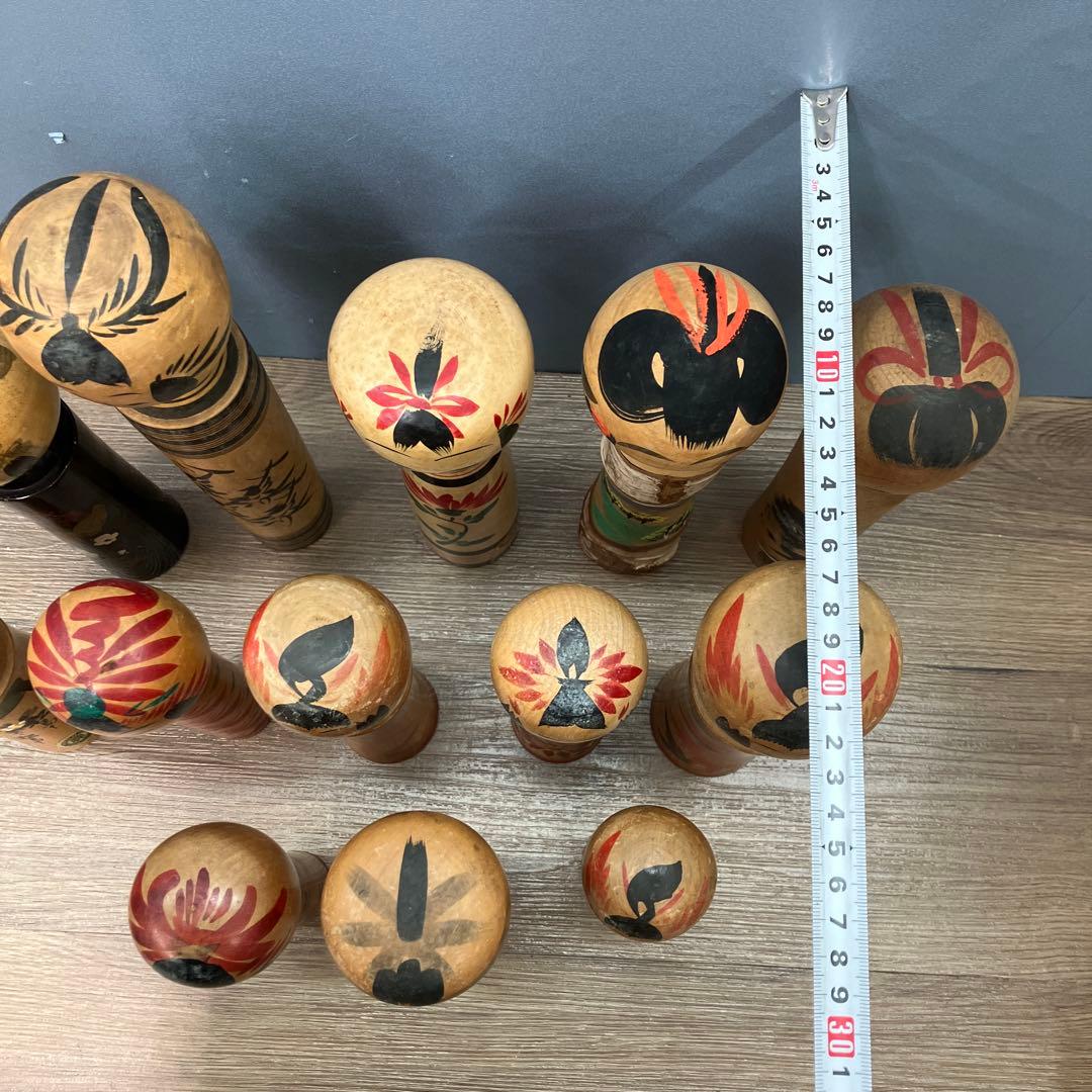 D-3 昭和レトロ 伝統こけし 16本セット 大量まとめ売り 作家物 銘あり
