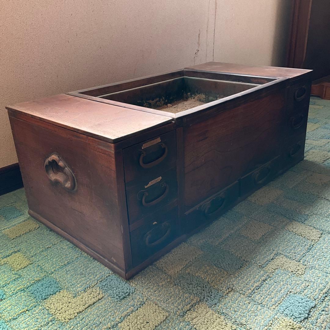 ヨ*ロ様 昭和家具　火鉢　木製 砂入り　17