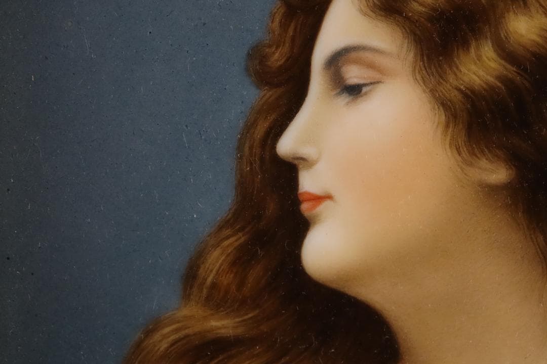 西洋美術 19世紀 KPM 美人像 手描陶板画 ベルリン王立磁器製陶所