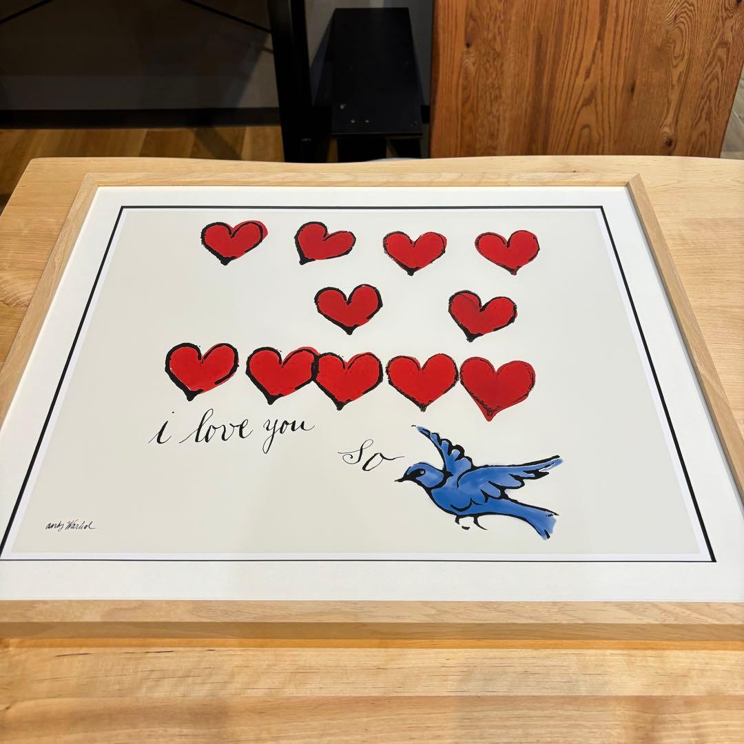 額付　アートフレーム　お洒落　可愛い　絵画　アンディウォーホル　北欧　ハート　鳥