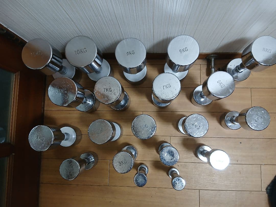 クロムダンベルセット1kg～10kgペア　計110kg
