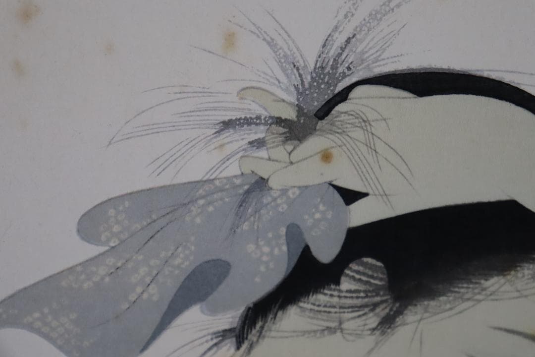 真作保証 中島潔 「ゆらめき」 木版画 直筆サイン有 儚げな女性画 人気作品