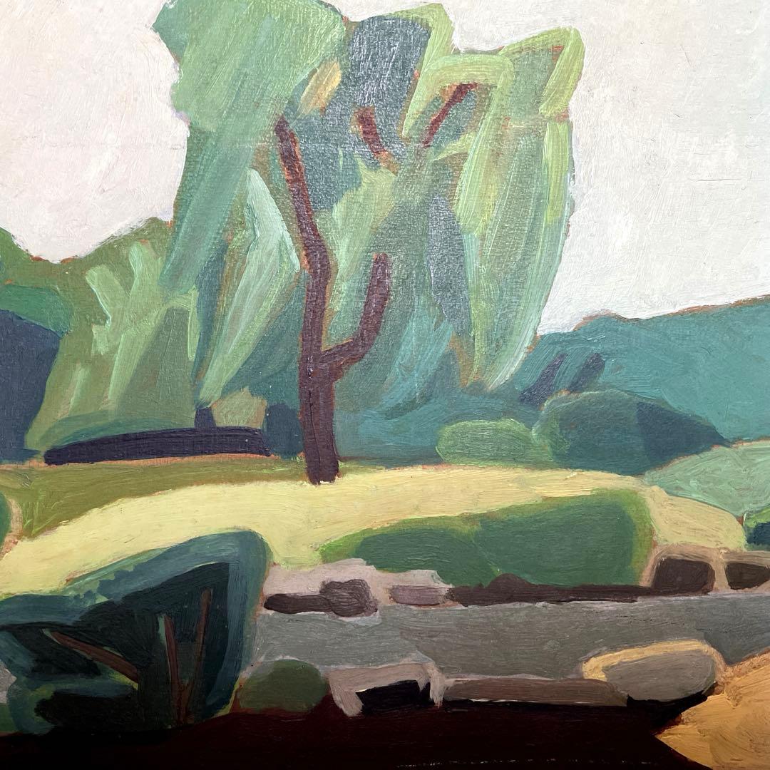 海洲正太郎　風景画 油彩 緑色系