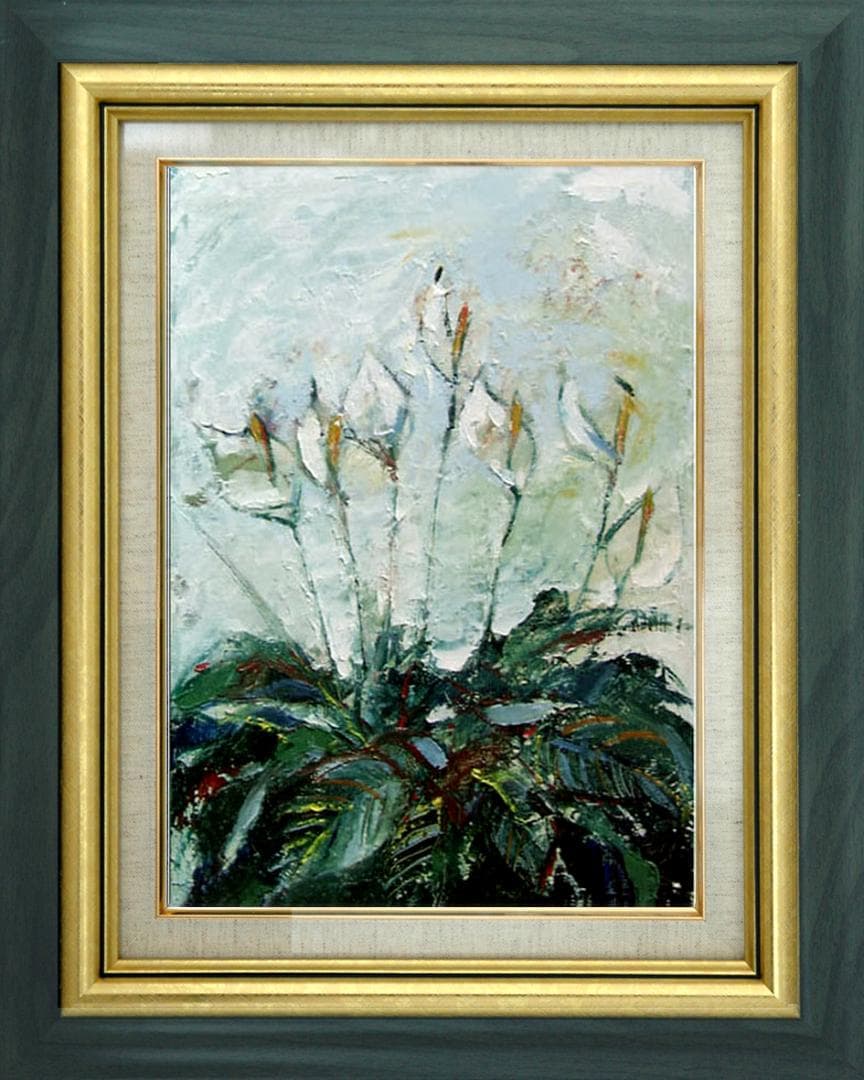 油絵 菅家令子 絵 絵画 インテリア 額付(白) uF6-111802 花