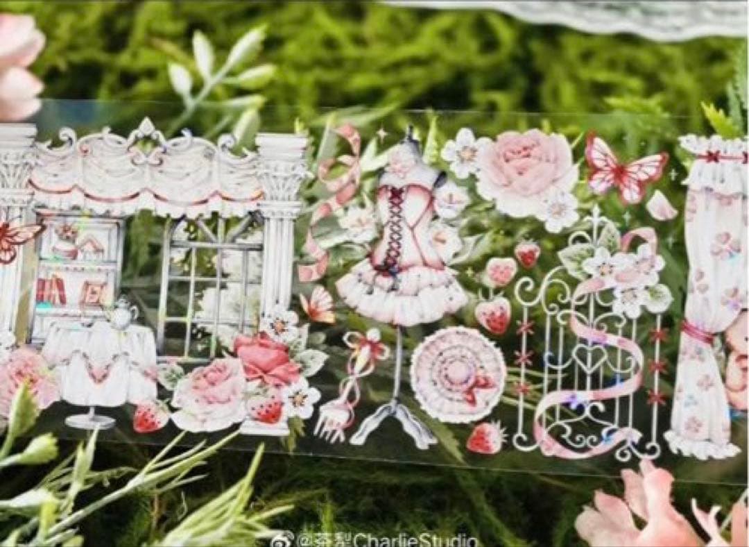 贝壳光 7cm×5m 白日甜梦 半端巻き　海外マスキングテープ　トルソー　窓　花