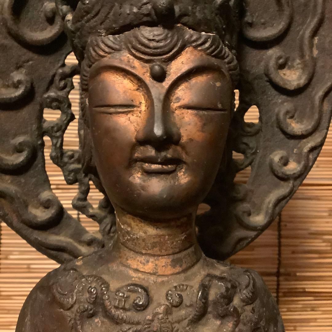 朝鮮・三国時代「百済・観世音菩像」高句麗・新羅・百済・天平・銅鉄・特大