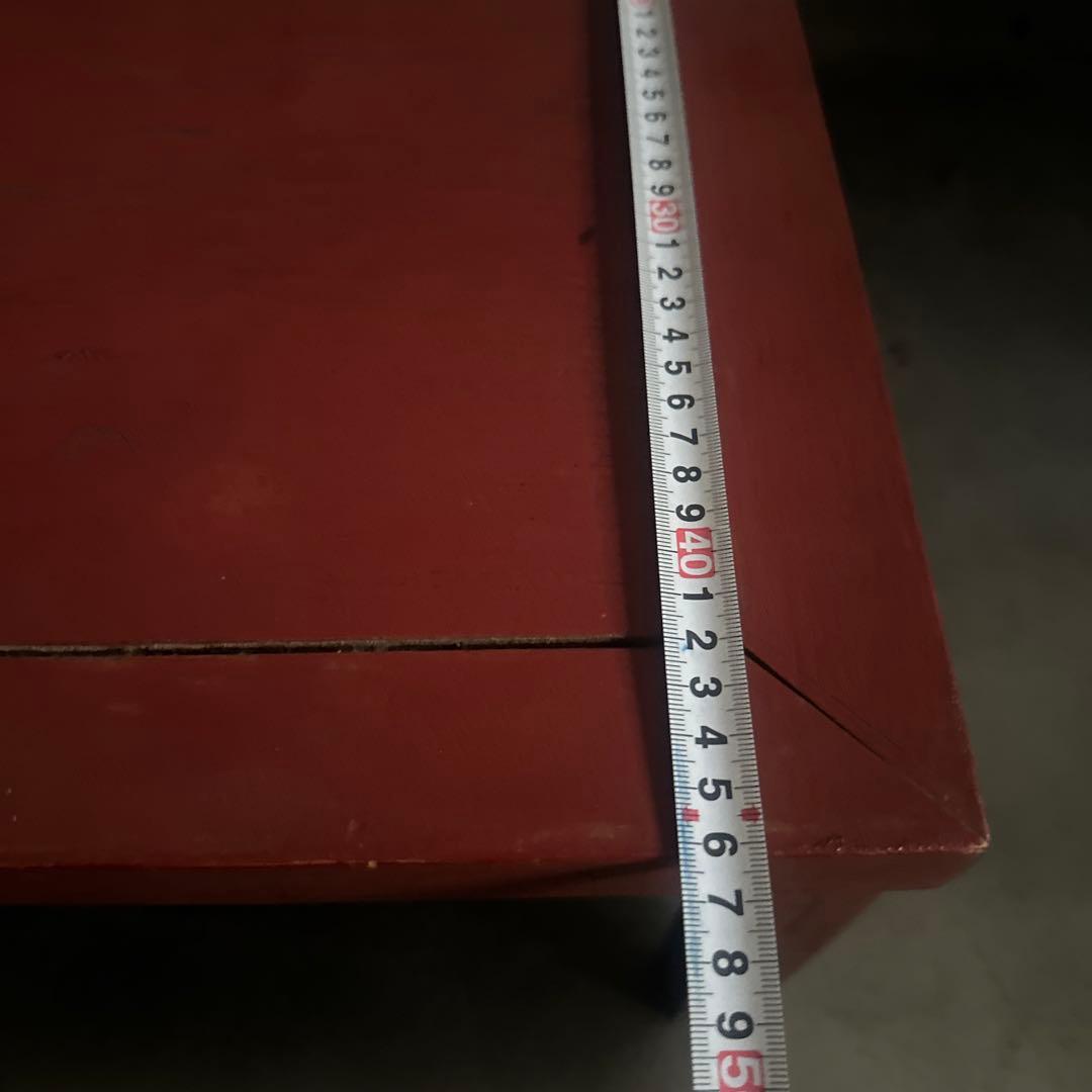 ヴィンテージ　赤い木製座卓　花台かもしれません