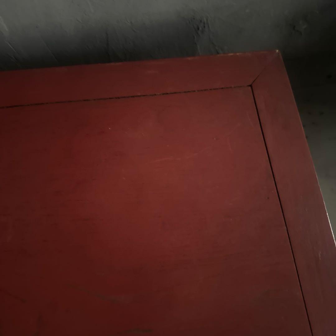 ヴィンテージ　赤い木製座卓　花台かもしれません