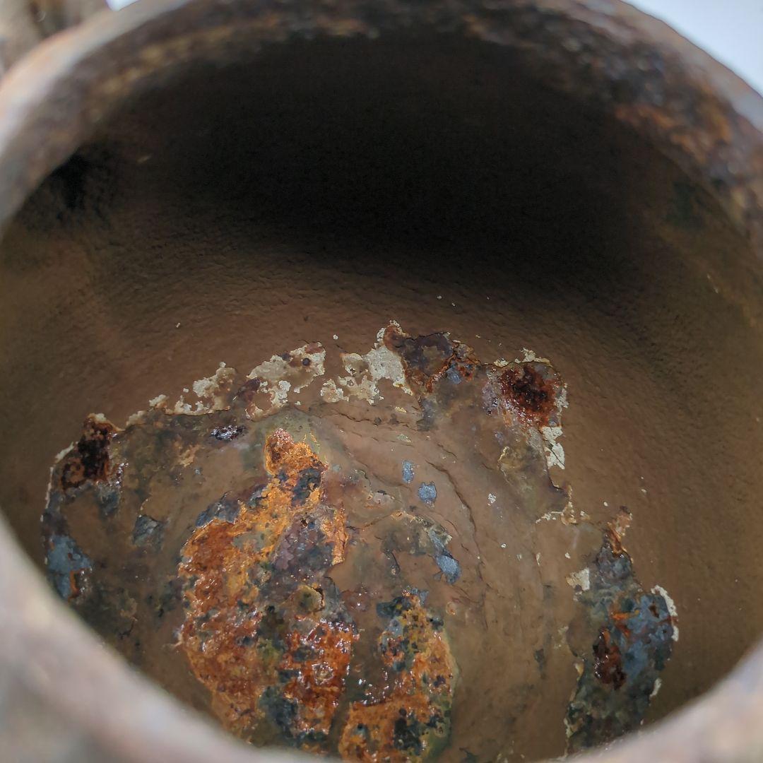 龍文堂造　安之介　造　鉄瓶　骨董品　時代物　名人　横在名　右読み　注ぎ口小