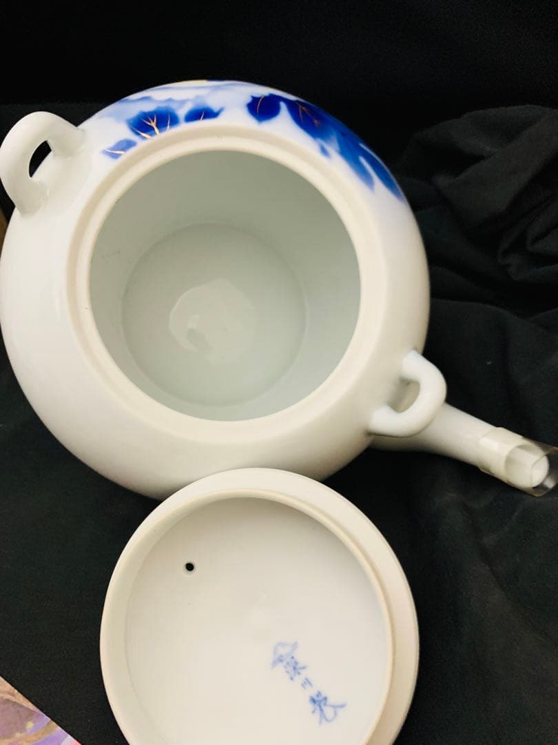 深川製　茶器揃　有田焼　急須　蓋付湯呑み5客　共箱付き