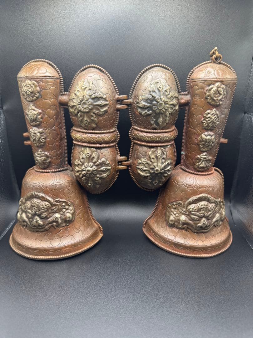 希少 ガンター（金剛鈴）とヴァジュラ（金剛杵）、宝匣セット 仏教美術 密教法具