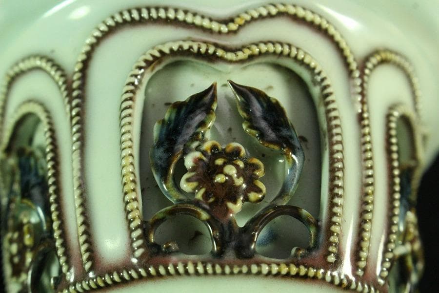 中国美術 貼枝花 高碗(K-A728)