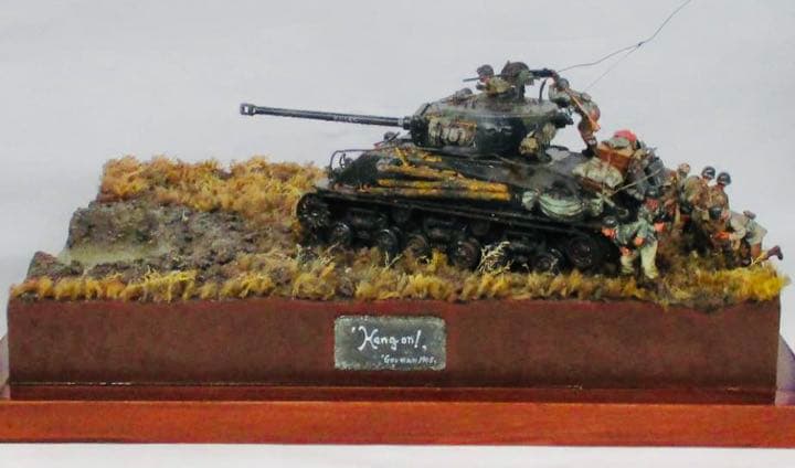 戦車　1945  ゲルマン ジオラマ　映画 FURY 進撃 シーン　完成品
