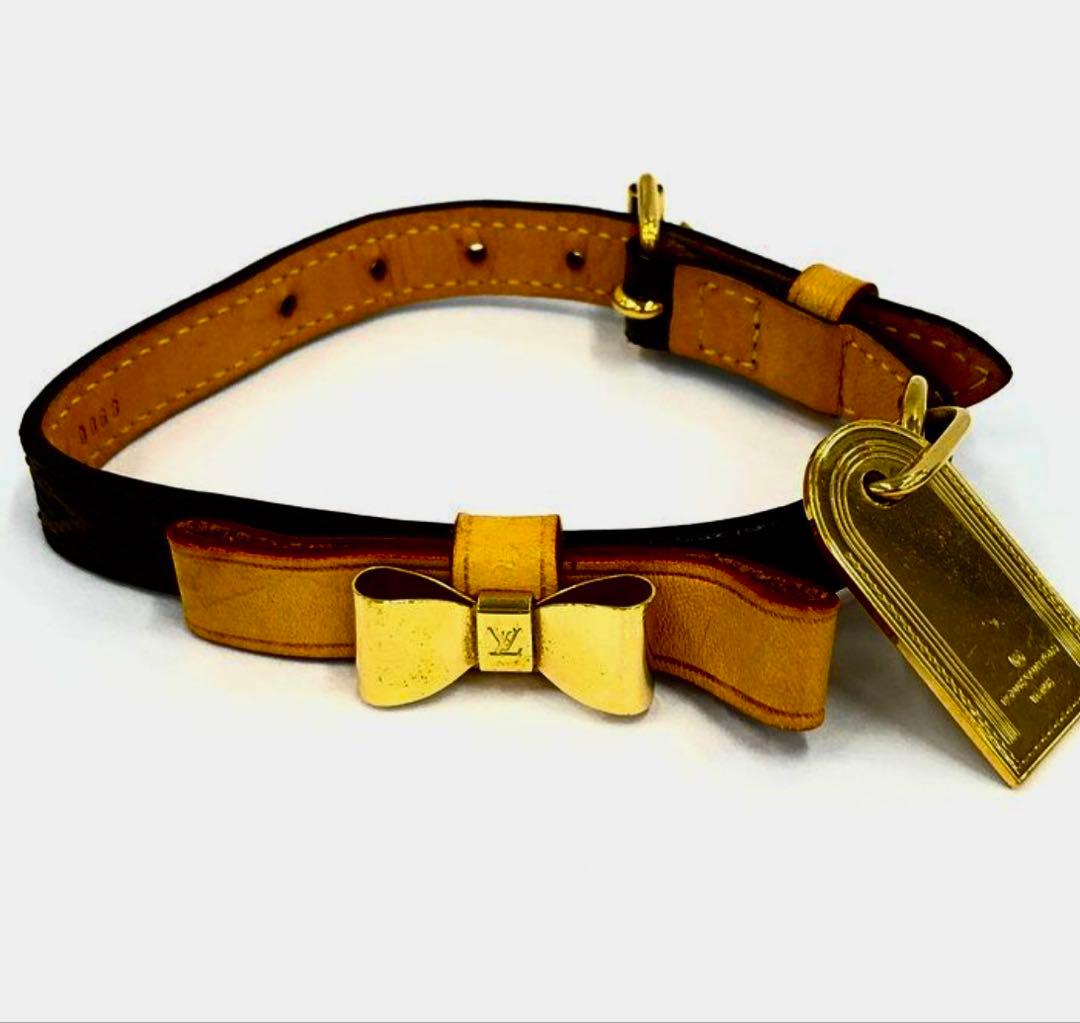 ヴィトン☆首輪　リボン　ドッグチョーカー　モノグラム コリエ・バクスター　XS