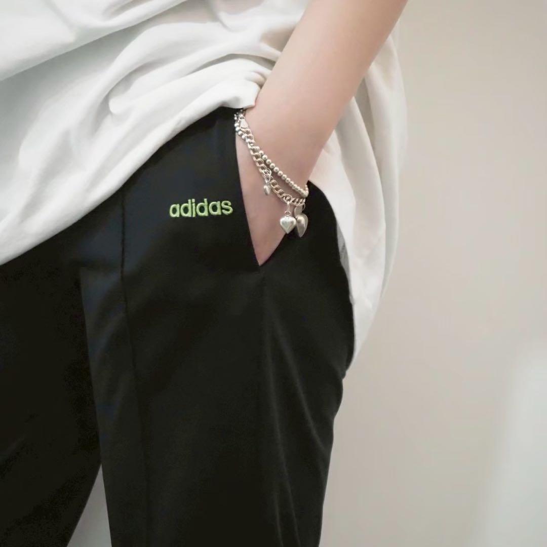 adidas ブラック グリーン ジャージパンツ トラックパンツ 古着